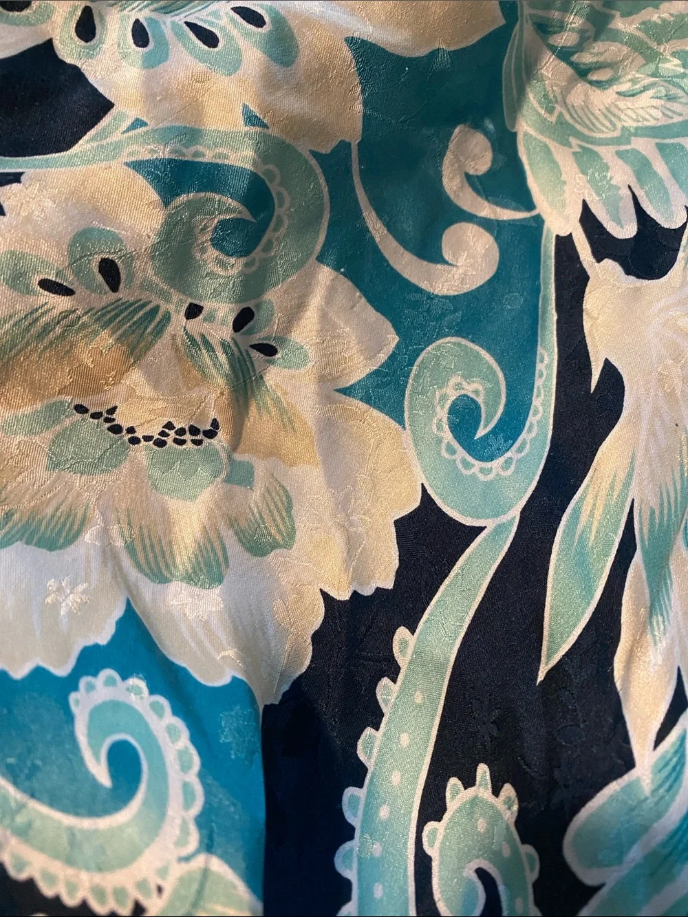 August silk vintage 90’s Floral Slip Maxi Dress in Teal and Cream - Picture 6 of 11